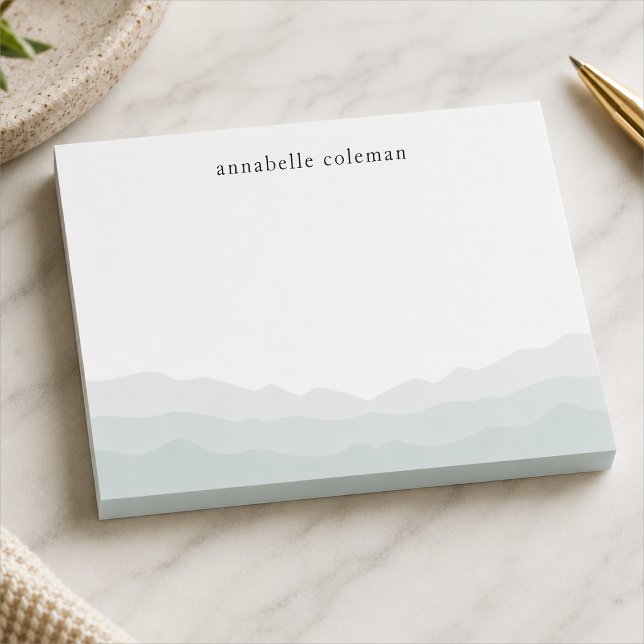 Post-it® Bloc-notes adhésif ombré à l'aquarelle personnalis (Personalized blue watercolor Post-it Notes with a soft ombre landscape detail for desks.)