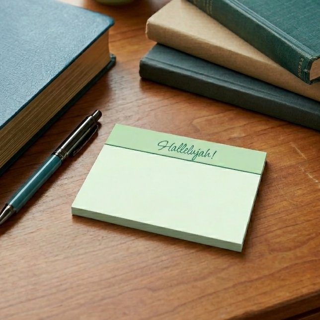 Post-it® Bloc-notes adhésif vert Alléluia chrétien (Christian Hallelujah Sticky Notepad Green)