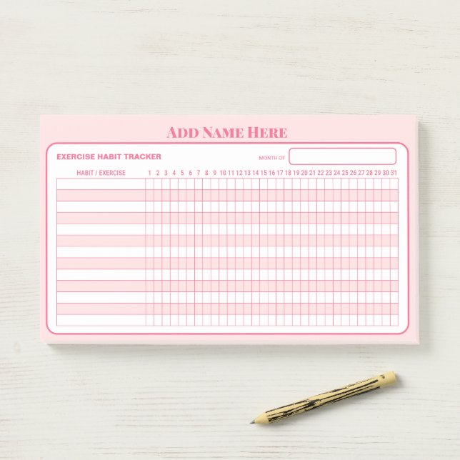 Post-it® Bloc-notes autocollants mensuels rose pour suivi d (Sur un bureau)