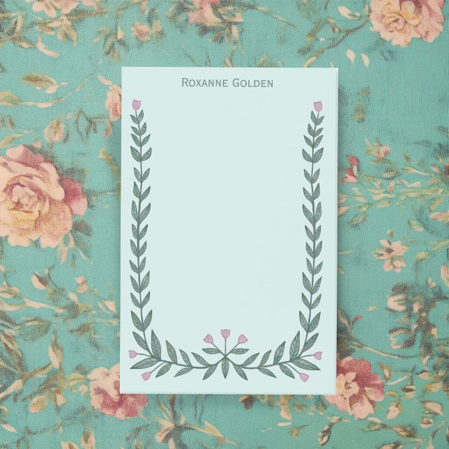 Post-it® Bloc-notes avec un joli cadre floral (Pretty Floral Frame CUSTOM NAME Notepad
)