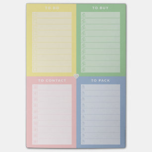 Post-it® Bloc-notes coloré de plusieurs tâches