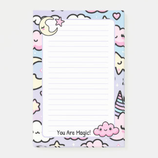 Post-it® Bloc-notes Cute Pastel Kawaii Unicorn Nuages et ét