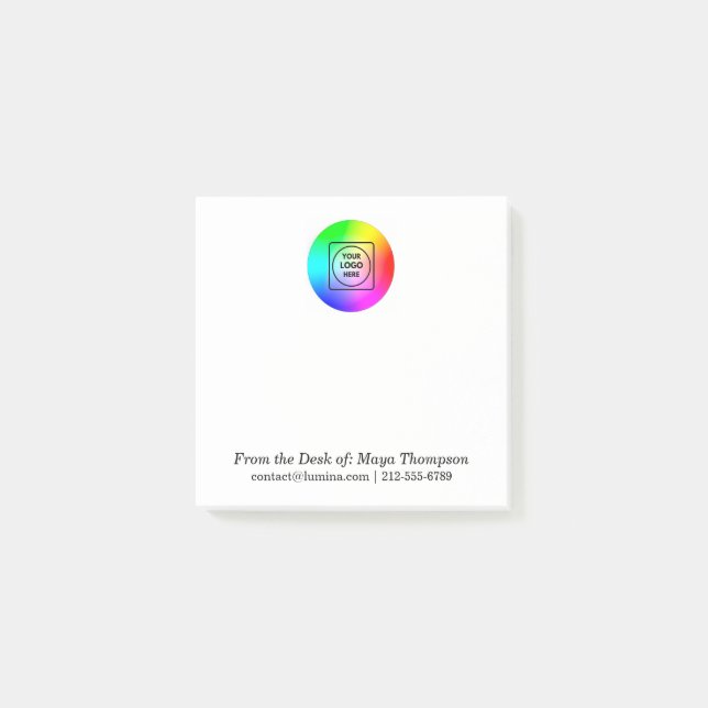Post-it® Bloc-notes de bureau personnalisé avec logo blanc (Devant)