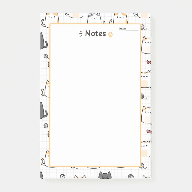 Post-it® Bloc-notes de notes de chat mignon Kawaii (Devant)