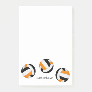 Post-it® bloc-notes de volley orange noir avec son nom
