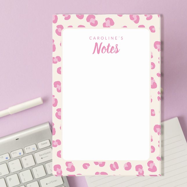 Post-it® Bloc-notes Empreinte de léopard rose chic personna (Personalize this notepad with name, great for gifts or your personal stationery.)