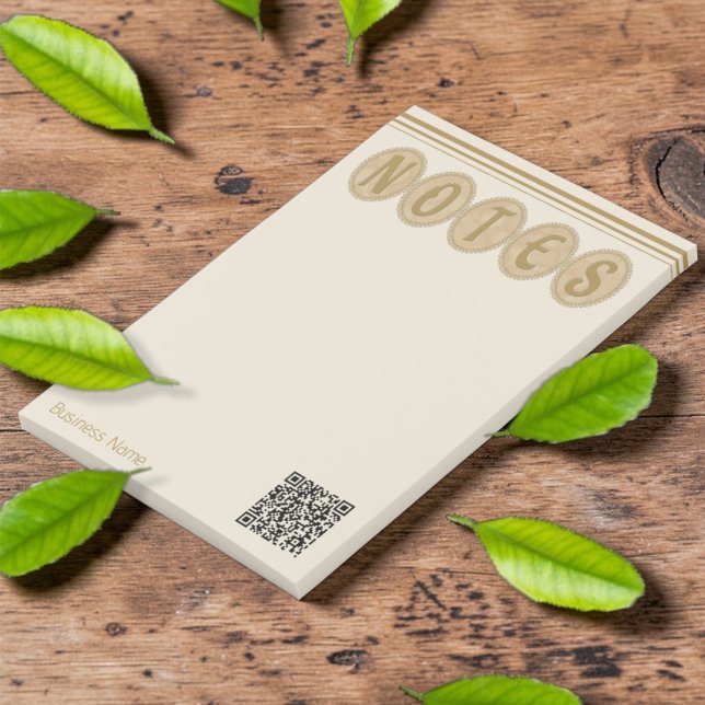 Post-it® Bloc-notes fantaisie en cercle doré et crème pour  (Promote your business with these gorgeous golden hues. QR Code for quick access. )
