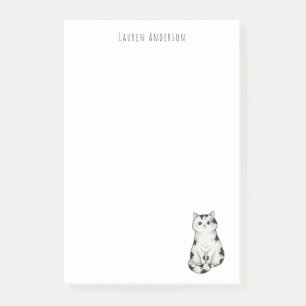 Post-it® Bloc-notes fantaisiste noir et blanc de chat migno