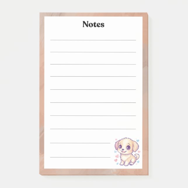 Post-it® Bloc-notes mignon avec chiot | Papeterie À Thème C (Devant)