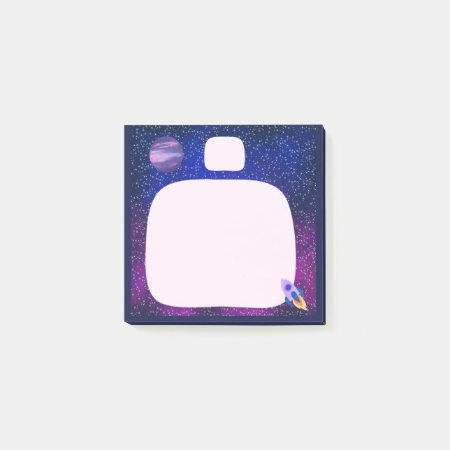 Post-it® Bloc-notes mignon fusée espace galaxie deux sectio (Devant)