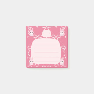 Post-it® Bloc-notes mignon lapin rose Ruban noeuds papeteri