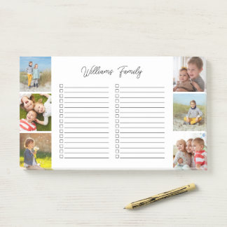 Post-it® Bloc-notes personnalisé avec 6 photos et nom de fa