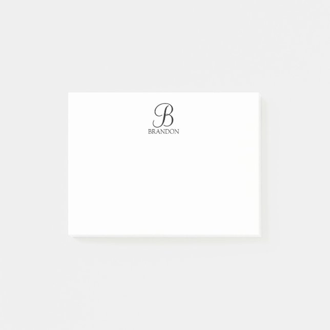 Post-it® Bloc-notes personnalisé avec monogramme et nom en  (Devant)
