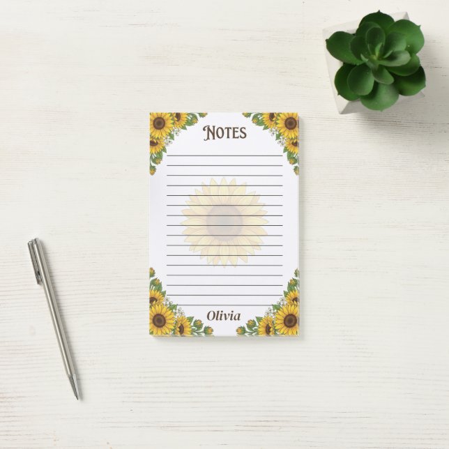 Post-it® Bloc-notes personnalisé avec tournesols (Bureau)