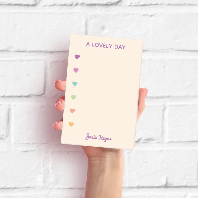 Post-it® Bloc-notes personnalisé en forme de cœur pastel (Créateur téléchargé)