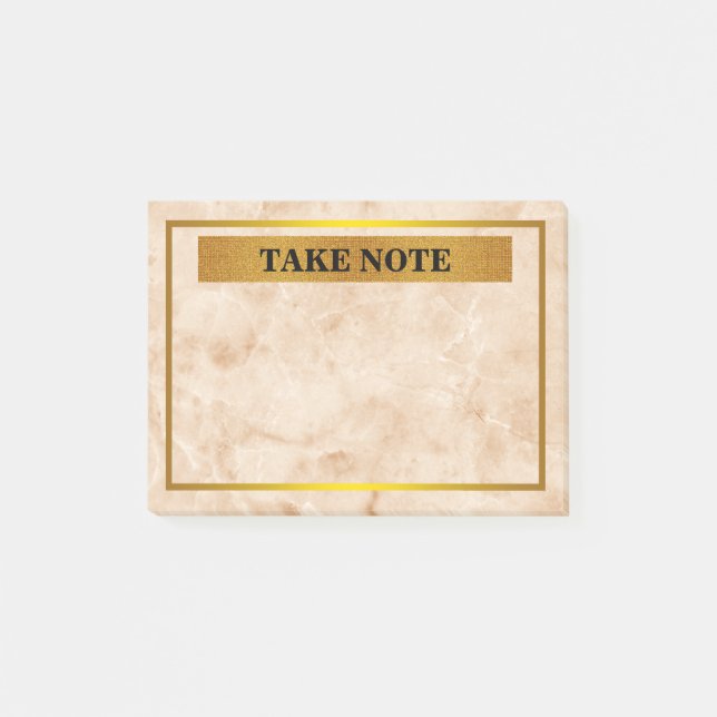 Post-it® Bloc-notes personnalisé en marbre avec bordure dor (Devant)