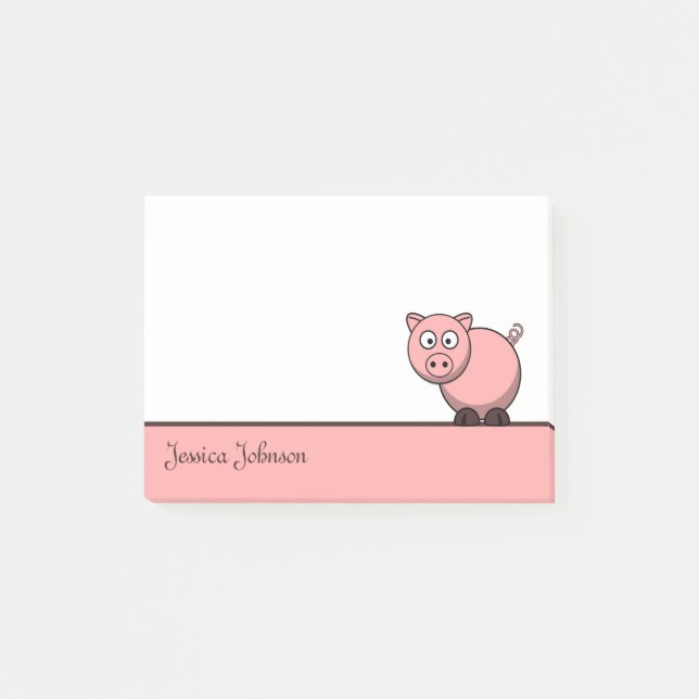 Post-it® Bloc-notes personnalisé Funny Fat Pink Pig (Devant)
