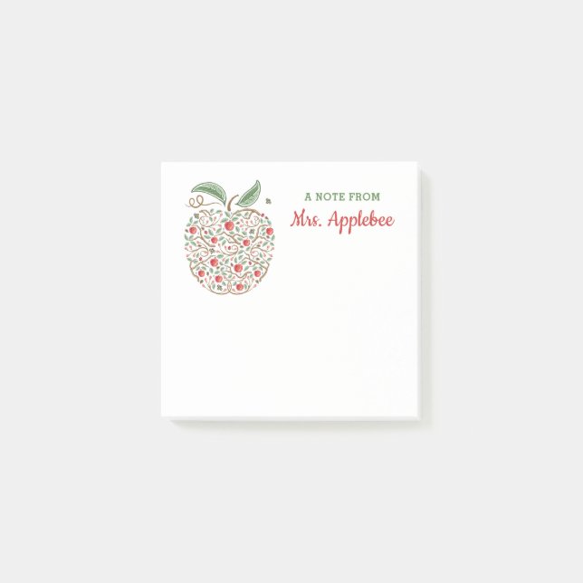 Post-it® Bloc-notes pomme pour enseignant Semences de conna (Devant)