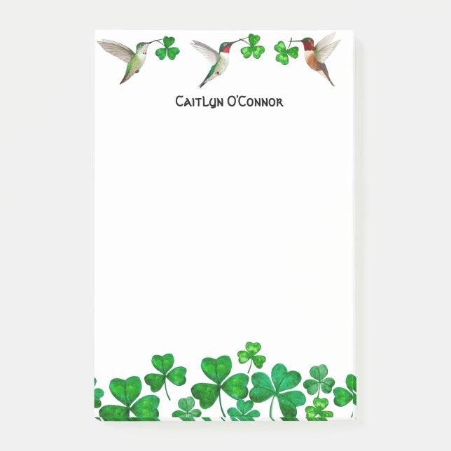 Post-it® Bloc-notes Shamrock et colibris (Devant)