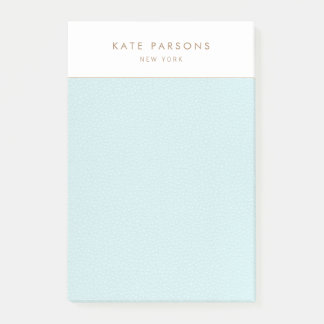 Post-it® Bloc-notes simple et élégant en cuir bleu pastel