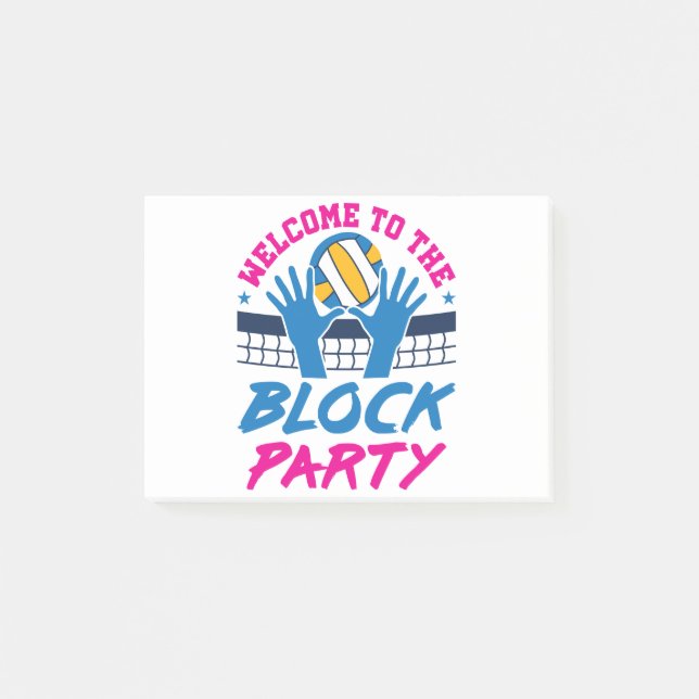 Post-it® Blocage intermédiaire du volley-ball Bienvenue au  (Devant)