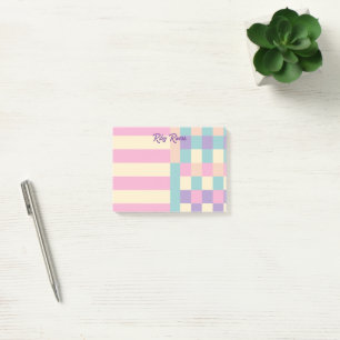 Post-it® Blocs de couleur rose violet jaune Votre nom