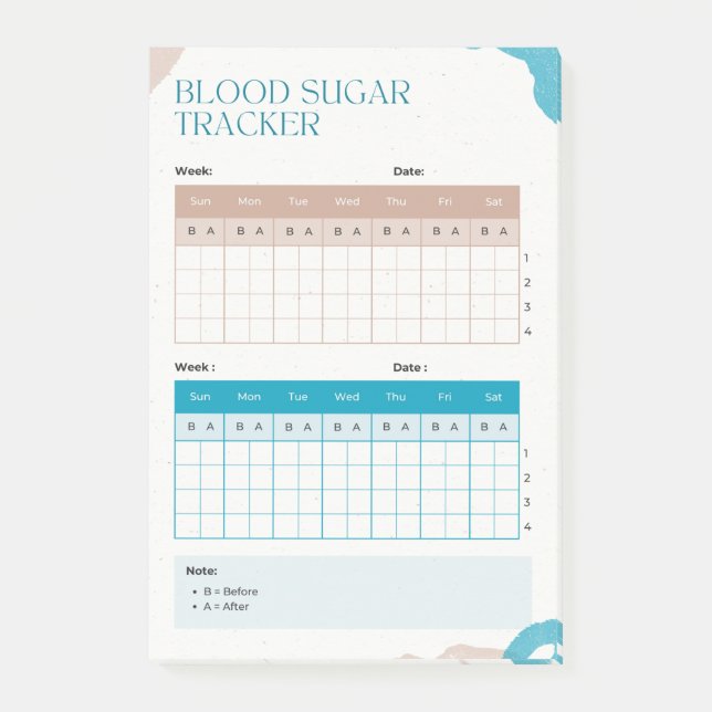 Post-it® Blood Sugar Weekly Tracker (Devant)