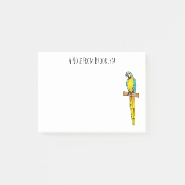 Post-it® Blue-and-yellow macaw bird cartoon illustration (Devant)