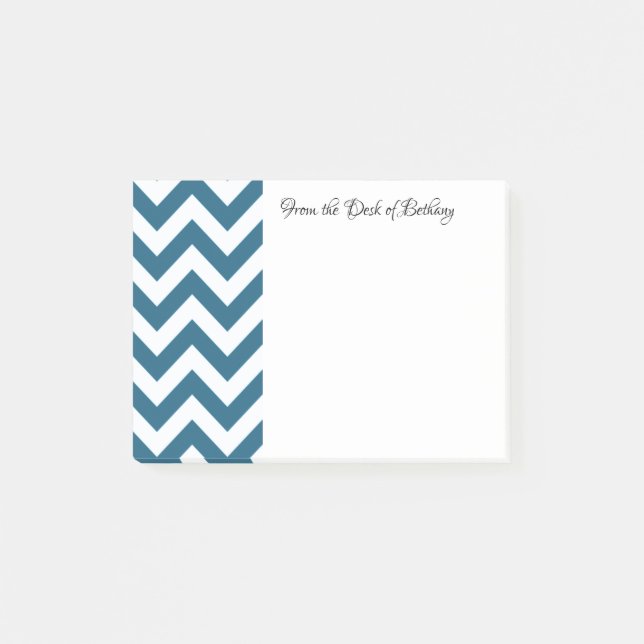 Post-it® Blue Chevron Personnalisé Post Notes (Devant)