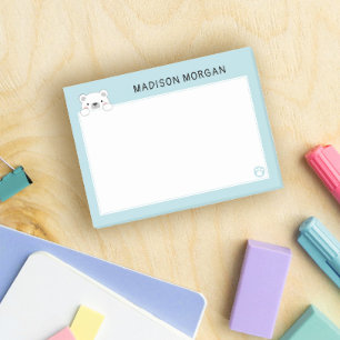 Post-it® Blue Cute Polar Ours & Pâtes Ajouter Votre Nom