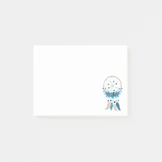 Post-it® Blue Dreamcatcher Design Boho élégant (Devant)