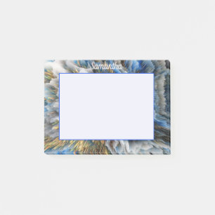 Post-it® Blue Gold Abstrait 3D effet Personnalisé 4x3