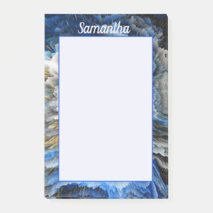 Post-it® Blue Gold Abstrait effet 3D Personnalisé 4x6