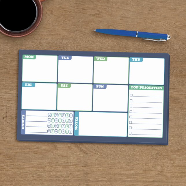 Post-it® Blue Green Weekly Planner Habits & To Do's (Créateur téléchargé)