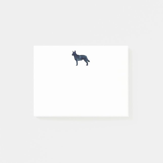 Post-it® Blue Heeler Chien race Silhouette Aquarelle noire (Devant)