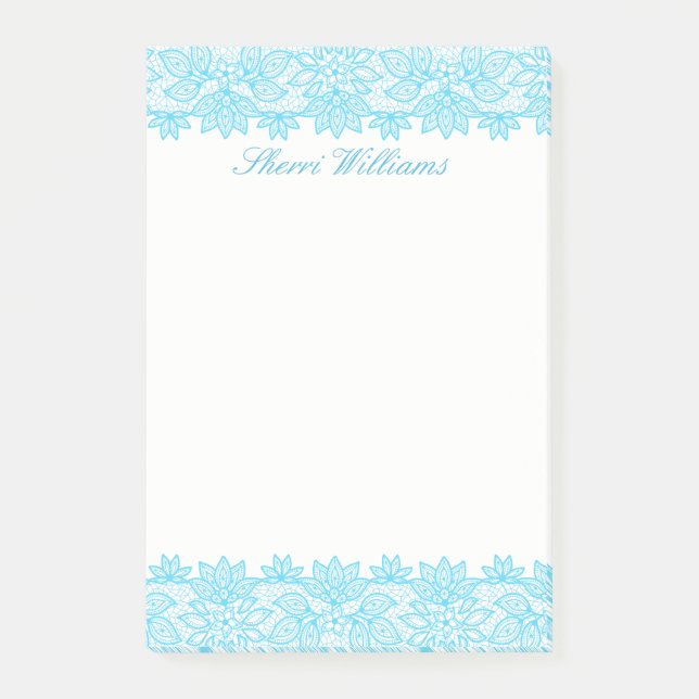 Post-it® Blue Lacy Personnalisé Post It Note Pad (Devant)