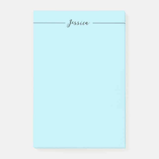 Post-it® Blue Modern Elegant Plain Simple Professional Name (Devant)