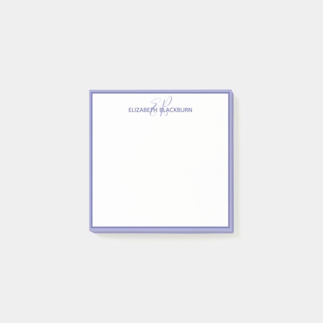Post-it® Blue Monogrammed Name Minimalist Trendy (Devant)