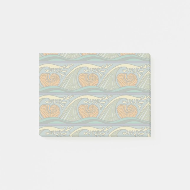 Post-it® Blue Ocean Waves Nautilus Seashell Motif Nouveau (Devant)