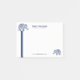 Post-it® Blue Paisley Elephant & Stripes décoratives
