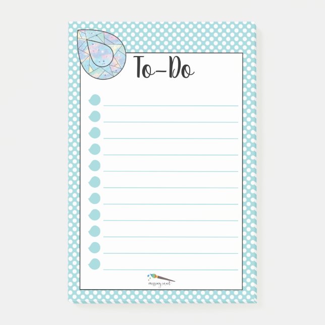 Post-it® Blue Polka Dot Teardrop Diamond TO-DO (Devant)