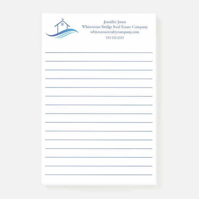 Post-it® Blue Real Estate Company House Custom Lined (Devant)
