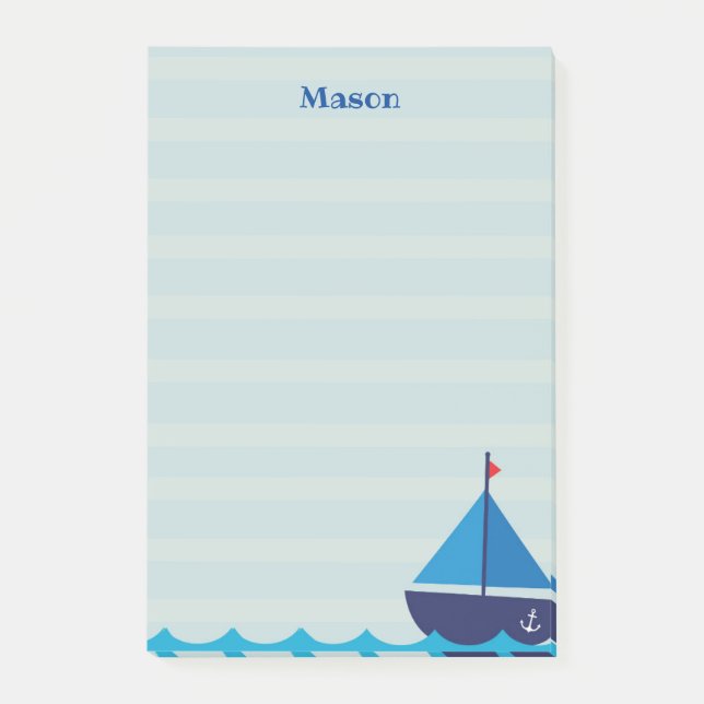 Post-it® Blue Sail Boat Post it Notes Papeterie (Devant)