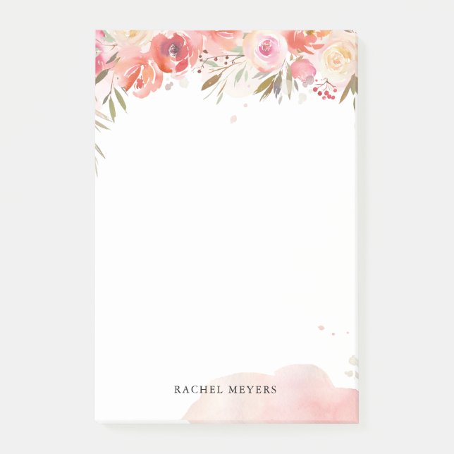 Post-it® Blush Bouquet Nom personnalisé Monogramme (Devant)