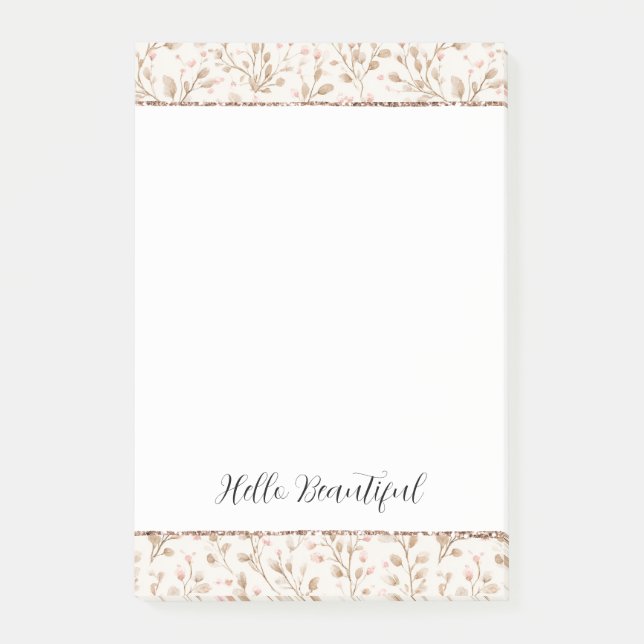 Post-it® Blush Pailleté Rose Crème Floral Mariage (Devant)