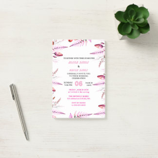 Post-it® Blush Pink Elegant Gold Wedding Invitation , Whit
