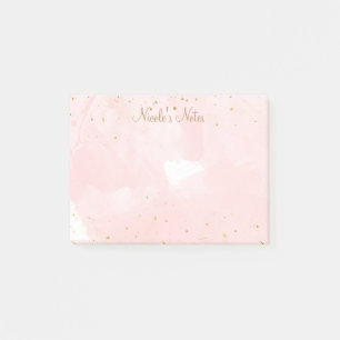 Post-it® Blush Pink Gold Splatz moderne Glam Personnalisé
