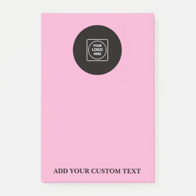 Post-it® Blush Pink Logo Text Business Sticky Notepad (Devant)