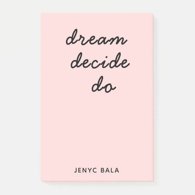 Post-it® Blush Pink Modern Stylish Script Design (Devant)