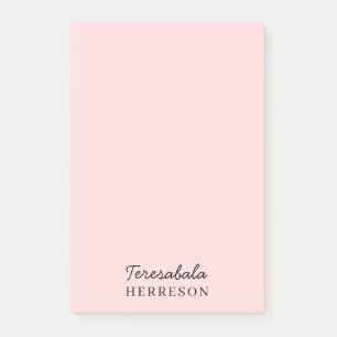 Post-it® Blush Rose Design Minimaliste Monogramme